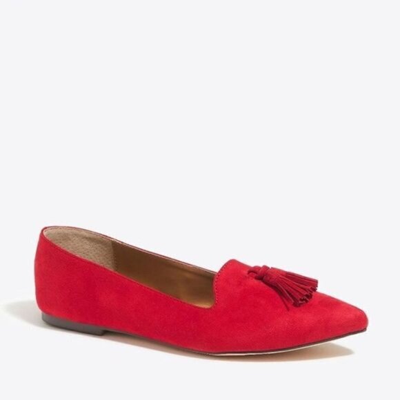 J. Crew Red Edie MicroSuede Tassel Loafer Flats, 6 - Picture 13 of 14